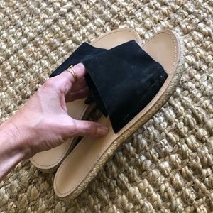 black suede sandals